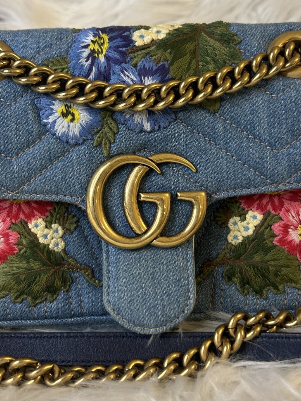 Special Edition: Gucci Embroidered Denim GG Marmont Mini (not super mini)